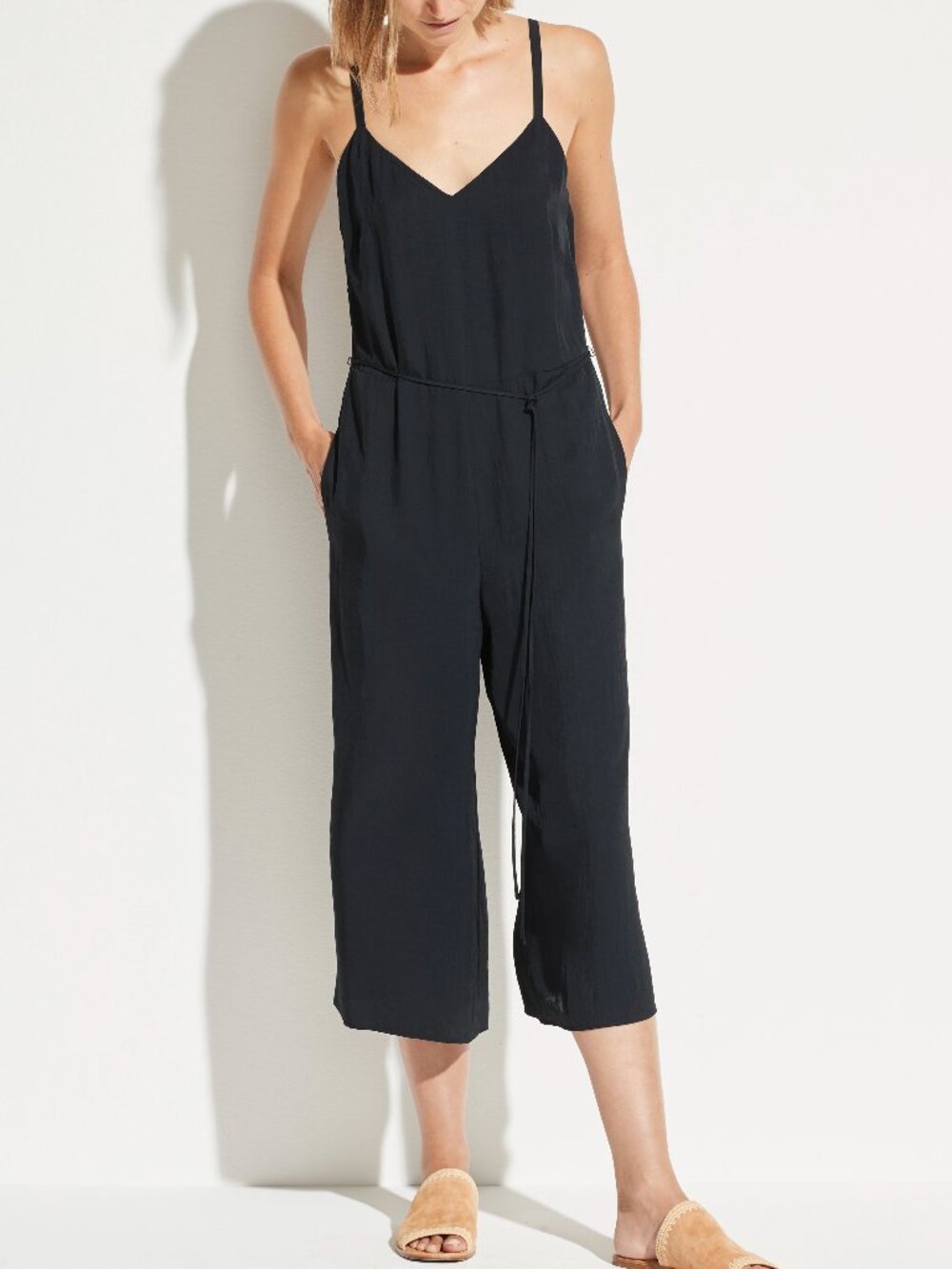Vince Cami Crop Wide Leg Jumpsuit Black NWT Size 4 6 $345